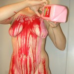 messy with red syrup