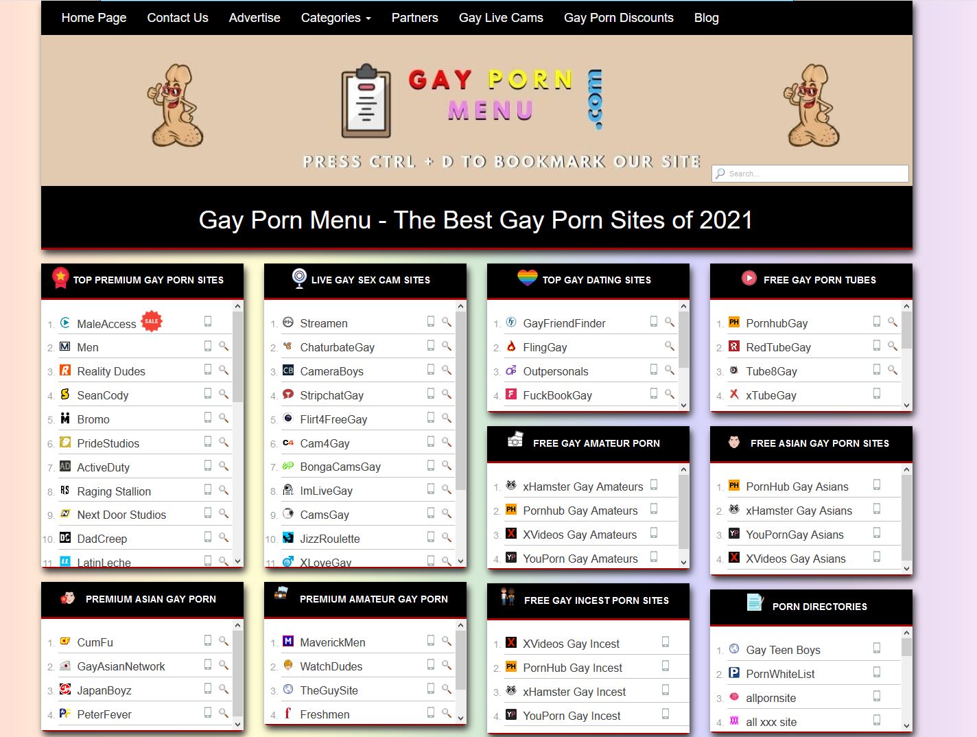 Gay Porn Menu The Best Gay Porn Site Directory